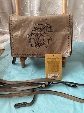 Patricia Nash Studded Distressed Glaze Leather Lanza Crossbody/Wristlet